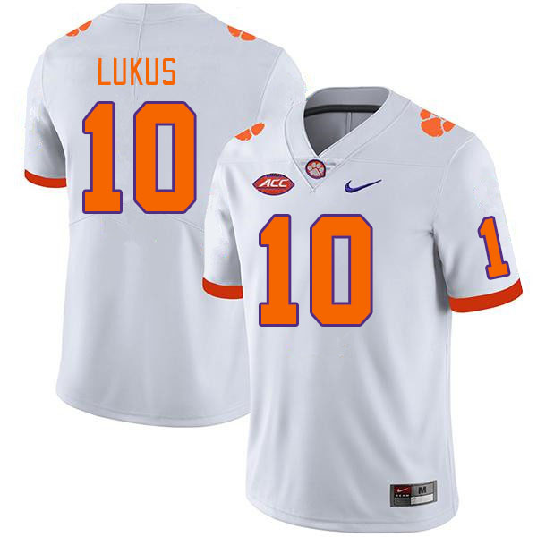 Clemson Tigers #10 Jeadyn Lukus College Football Jerseys Stitched Sale-White